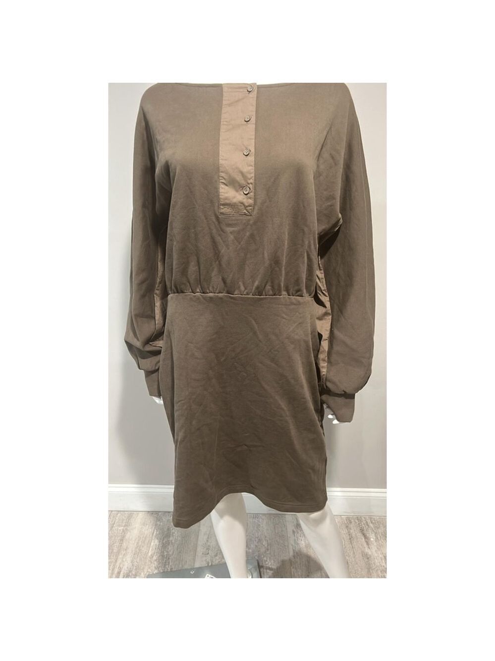 Phillip Lim Army Green Poplin Trimmed Cotton Mini Dress Size Large - Picture 7 of 11